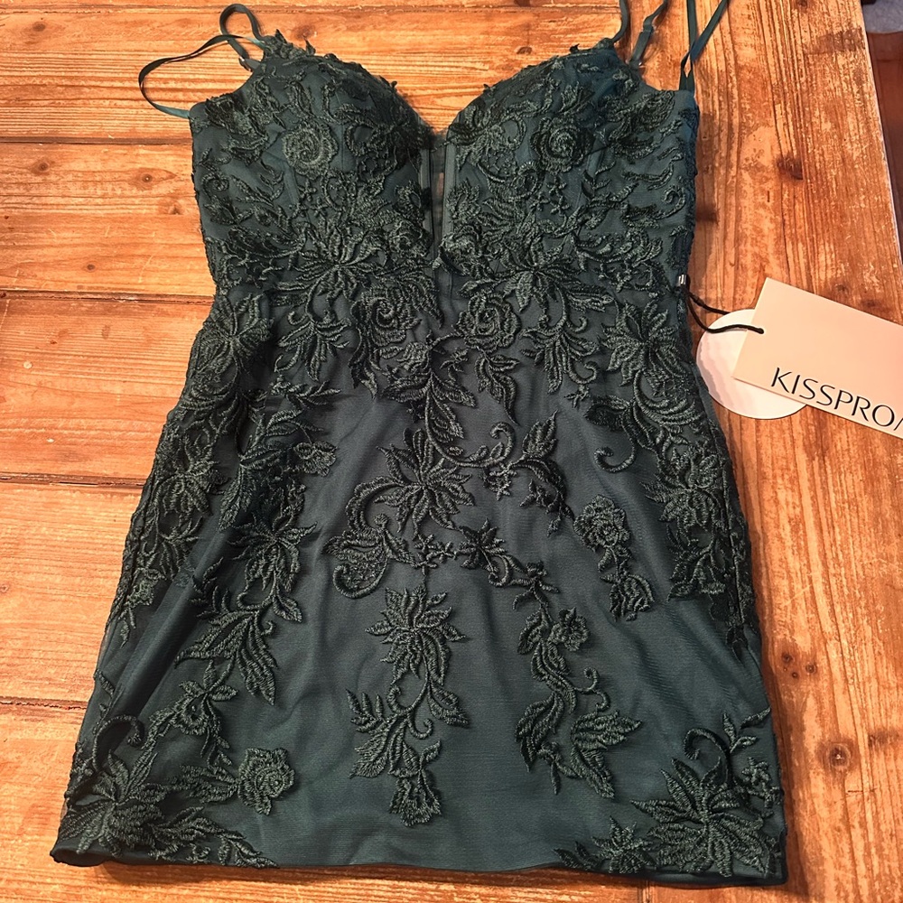 Kissprom Green Embroidered Dress